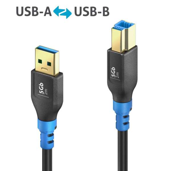 FlexInstall USB-A auf USB-B Kabel USB 3.2 Gen1x1 5Gbps 2.00m