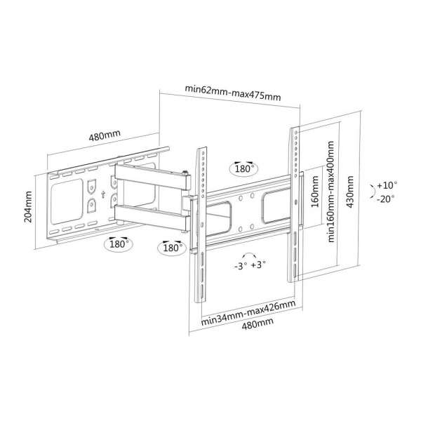 PureMounts® TV Halterung - Swivel - Vesa 400