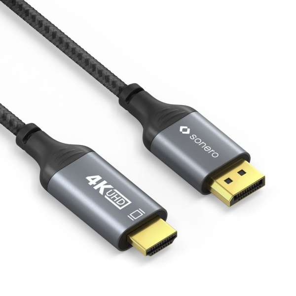 DisplayPort auf HDMI Kabel - 4K60 - grau/schwarz - 3,00m