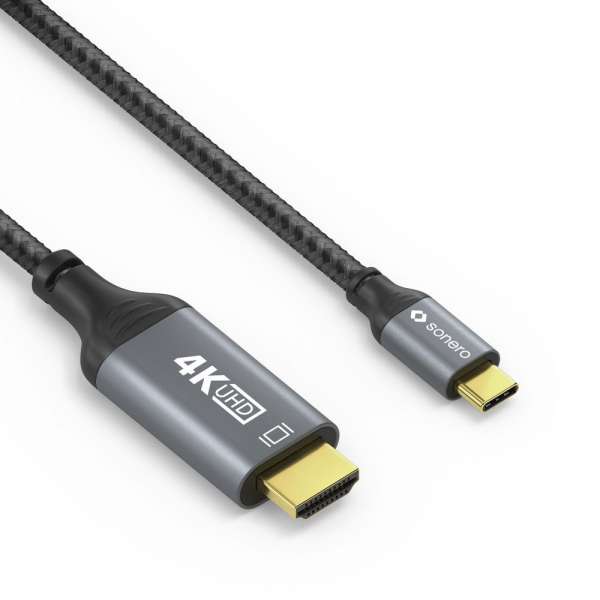 USB-C auf HDMI Kabel - 4K60, 18Gbps - grau/schwarz - 2,00m