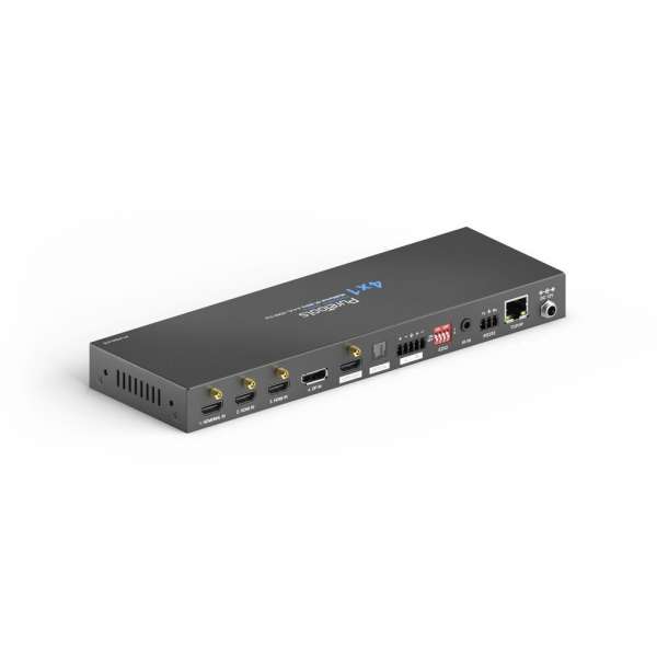 PureTools - 4x1 Multiformat Präsentations Switcher - 4K 60Hz 4:4:4 - 3 x HDMI und 1 x DP, EDID-Management und automatische Umschaltung mit TMDS-Erkenn