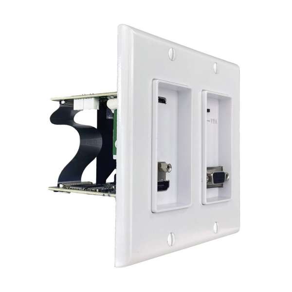 JustAddPower - Ultra Series 2-Gang 4K Wallplate Encoder (Transmitter) mit USB- und VGA-Anschlüssen - Weiß