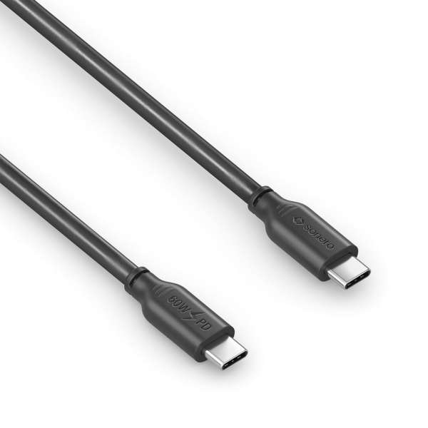 USB-C auf USB-C Ladekabel - USB 2.0, 60W PD - schwarz - 0,50m