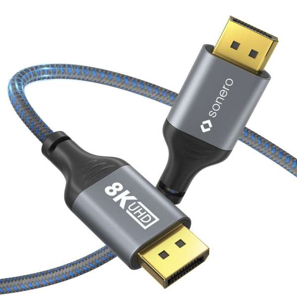 DisplayPort auf DisplayPort Kabel - 8K60 - grau/blau - 3,00m