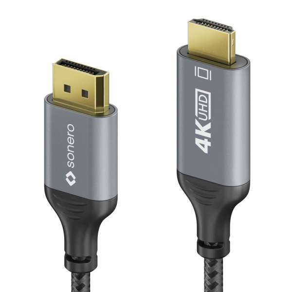 DisplayPort auf HDMI Kabel - 4K60 - grau/schwarz - 2,00m