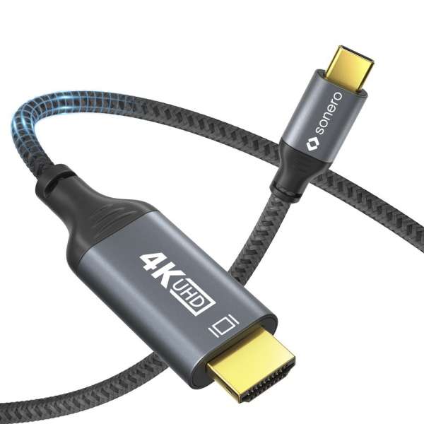 USB-C auf HDMI Kabel - 4K60, 18Gbps - grau/schwarz - 1,00m